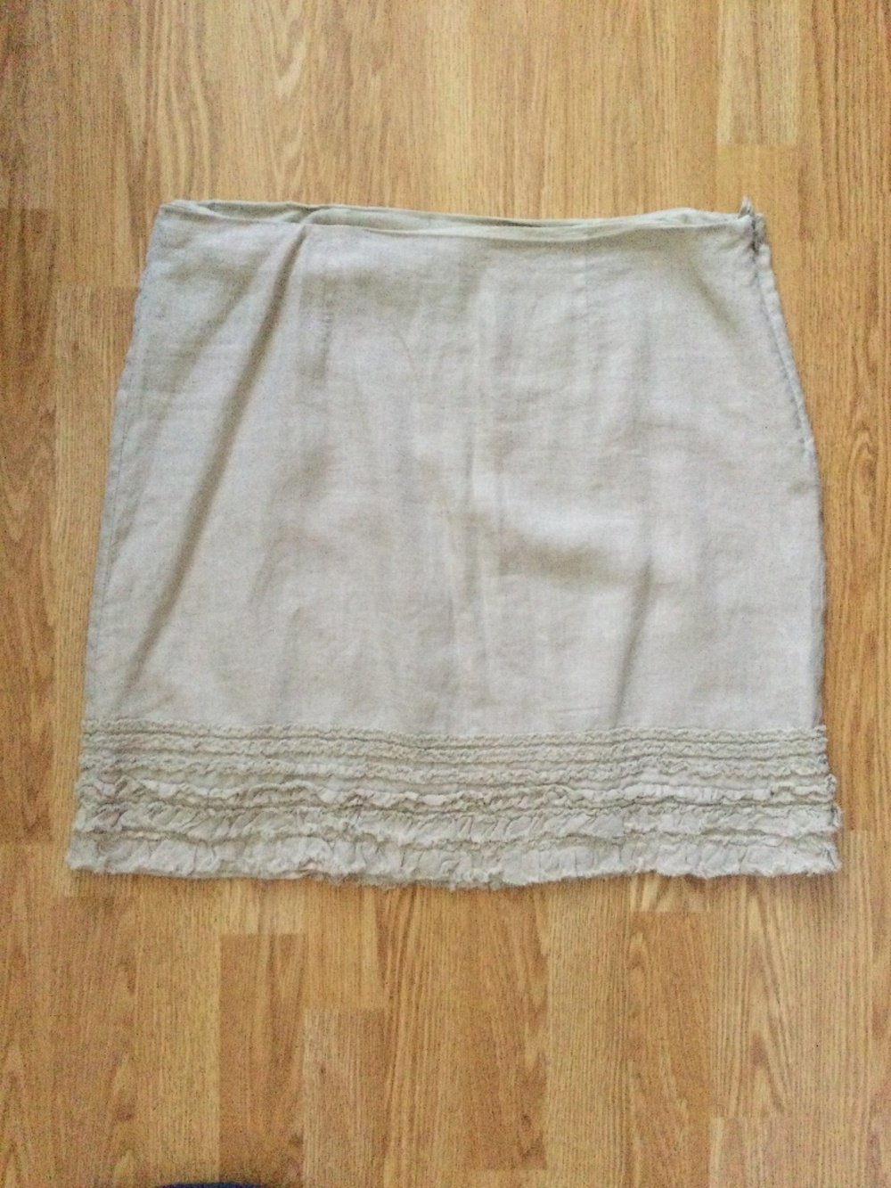 Tommy Bahama Lightweight Linen Ruffle Hem Skirt XL Tan Beige Lined